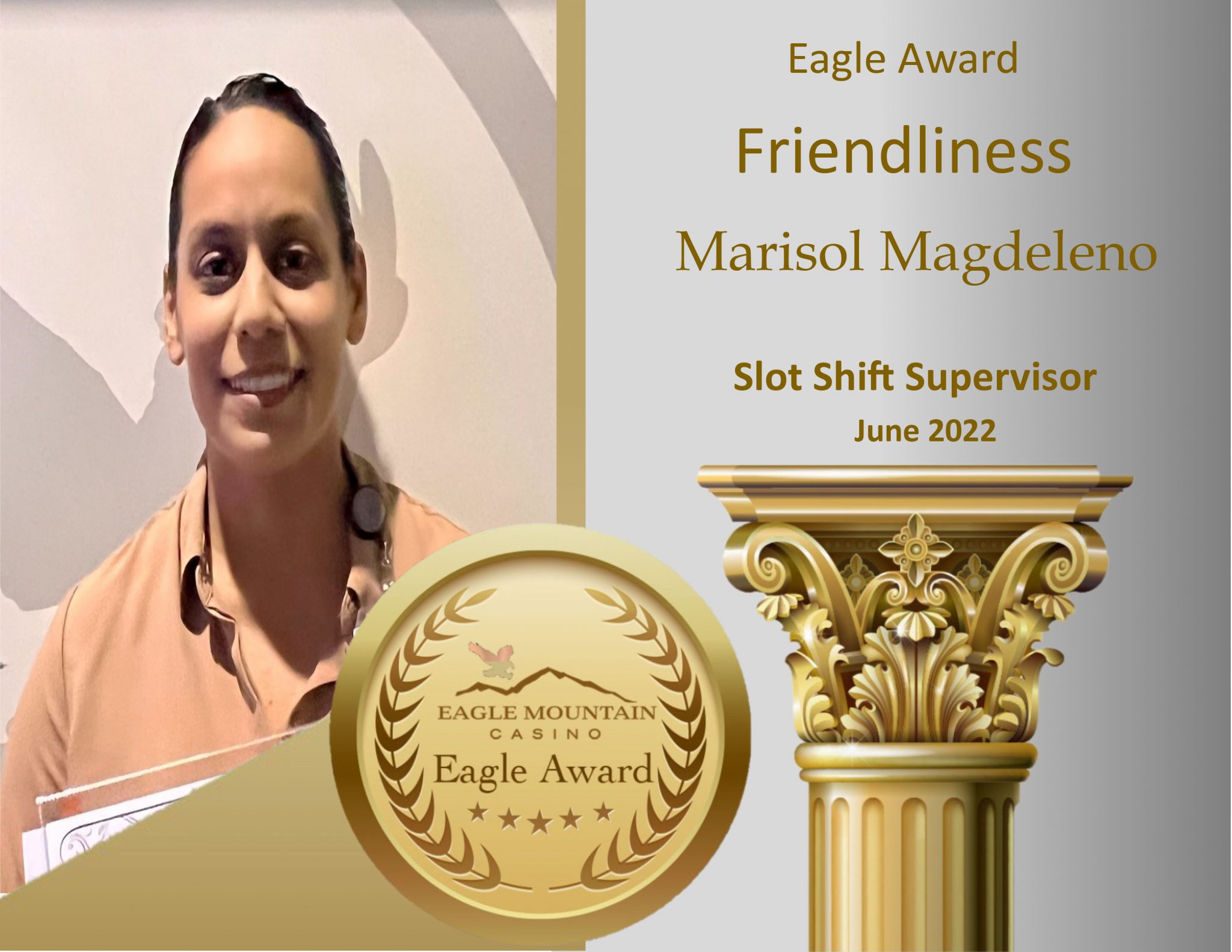 eagle mountain casino Marisol Magdeleno Friendliness Pillar Winer June 22